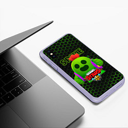 Чехол iPhone XS Max матовый BRAWL STARS, , Спайк Spike, цвет: 3D-светло-сиреневый — фото 2