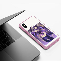 Чехол iPhone XS Max матовый Raiden Genshin Impact, цвет: 3D-розовый — фото 2