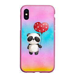 Чехол iPhone XS Max матовый Маленькая панда с сердечком
