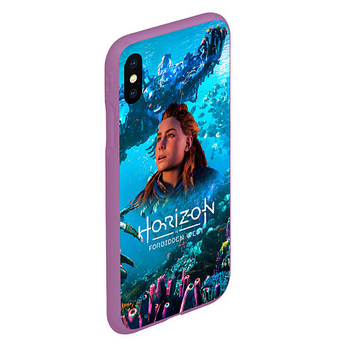 Чехол iPhone XS Max матовый Horizon Forbidden West Подводный мир / 3D-Фиолетовый – фото 2