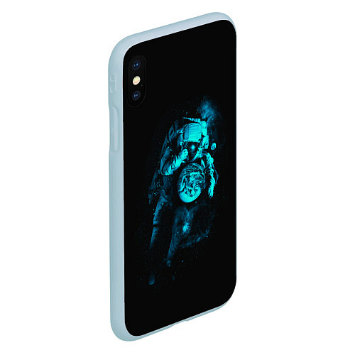 Чехол iPhone XS Max матовый Неоновый астронавт Neon Astronaut / 3D-Голубой – фото 2