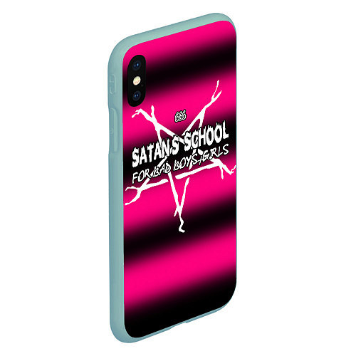 Чехол iPhone XS Max матовый Satan school for bad boys and girls pink / 3D-Мятный – фото 2