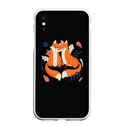 Чехол iPhone XS Max матовый Лисы Animal love, цвет: 3D-белый