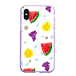 Чехол iPhone XS Max матовый Пиксельные фрукты