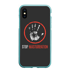 Чехол iPhone XS Max матовый STOP MASTURBATION, цвет: 3D-мятный