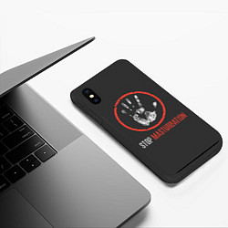Чехол iPhone XS Max матовый STOP MASTURBATION, цвет: 3D-черный — фото 2