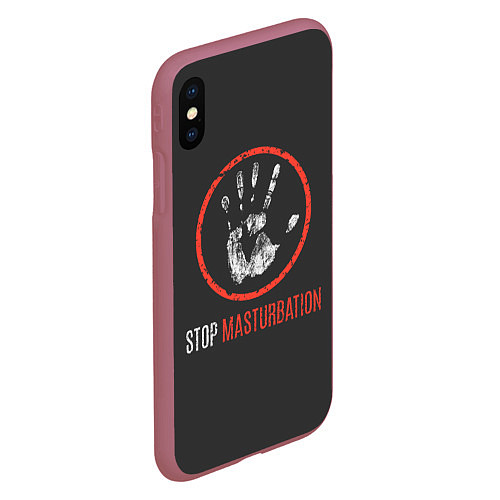 Чехол iPhone XS Max матовый STOP MASTURBATION / 3D-Малиновый – фото 2