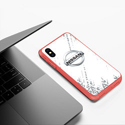 Чехол iPhone XS Max матовый Ниссан nissan Паттерн, цвет: 3D-красный — фото 2