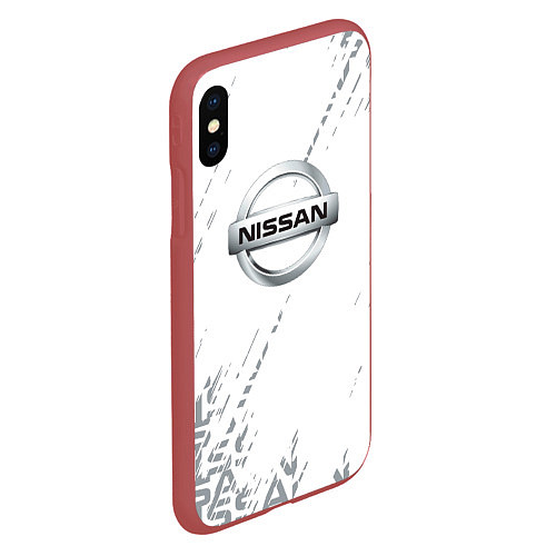 Чехол iPhone XS Max матовый Ниссан nissan Паттерн / 3D-Красный – фото 2