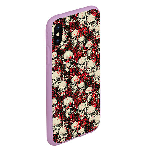 Чехол iPhone XS Max матовый Кровавые Черепа Skulls / 3D-Сиреневый – фото 2