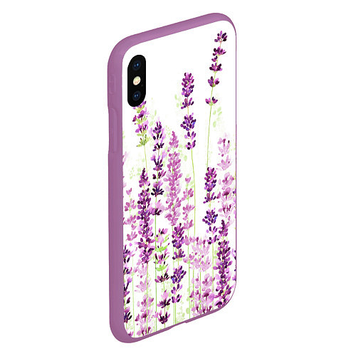 Чехол iPhone XS Max матовый Цветы Лаванды акварелью / 3D-Фиолетовый – фото 2