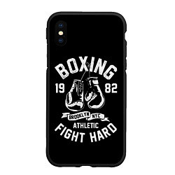 Чехол iPhone XS Max матовый БОКС, БОКСЕРСКИЕ ПЕРЧАТКИ BOXING, цвет: 3D-черный