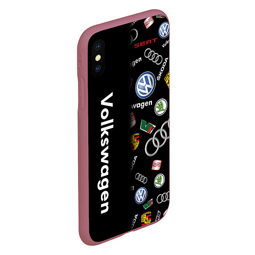 Чехол iPhone XS Max матовый Volkswagen Group Half Pattern / 3D-Малиновый – фото 2