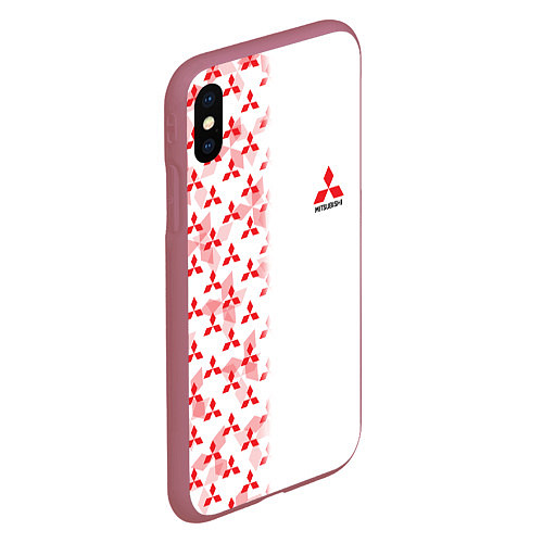 Чехол iPhone XS Max матовый Mitsubishi Mini logo Half pattern / 3D-Малиновый – фото 2