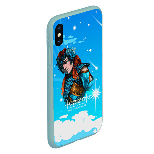 Чехол iPhone XS Max матовый Horizon Forbidden West Art / 3D-Мятный – фото 2