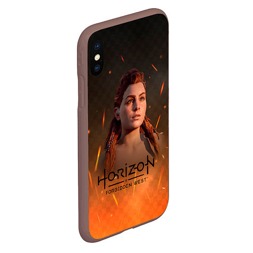 Чехол iPhone XS Max матовый Horizon Forbidden West: Fire / 3D-Коричневый – фото 2