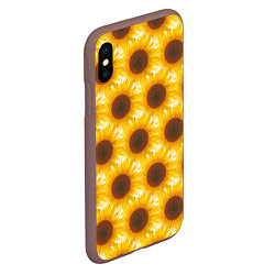Чехол iPhone XS Max матовый Желтые подсолнухи паттерн, цвет: 3D-коричневый — фото 2