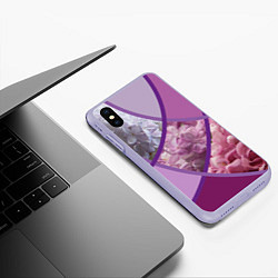 Чехол iPhone XS Max матовый Весна Полосатый принт Сирень, цвет: 3D-светло-сиреневый — фото 2