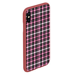 Чехол iPhone XS Max матовый Шотландская клетка Tartan scottish роз-черно-бел, цвет: 3D-красный — фото 2