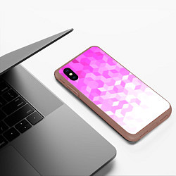 Чехол iPhone XS Max матовый 3D ромб розовый, цвет: 3D-коричневый — фото 2