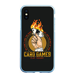 Чехол iPhone XS Max матовый CARD GAMES, цвет: 3D-голубой