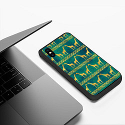 Чехол iPhone XS Max матовый Золотые жирафы паттерн, цвет: 3D-черный — фото 2