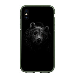 Чехол iPhone XS Max матовый Голова хищного медведя