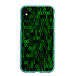 Чехол iPhone XS Max матовый Бинарный Код Binary Code, цвет: 3D-мятный