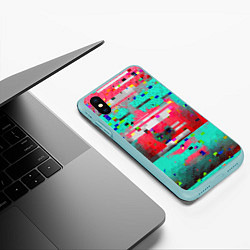 Чехол iPhone XS Max матовый Fashion glitch 2088, цвет: 3D-мятный — фото 2