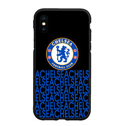 Чехол iPhone XS Max матовый Chelsea челси паттерн, цвет: 3D-черный