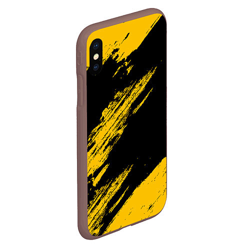 Чехол iPhone XS Max матовый BLACK AND YELLOW GRUNGE ГРАНЖ / 3D-Коричневый – фото 2