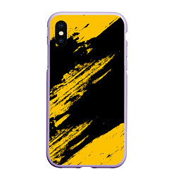 Чехол iPhone XS Max матовый BLACK AND YELLOW GRUNGE ГРАНЖ, цвет: 3D-светло-сиреневый