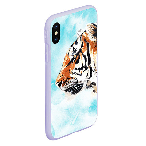Чехол iPhone XS Max матовый Tiger paints / 3D-Светло-сиреневый – фото 2