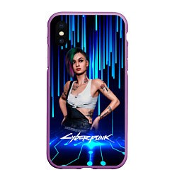 Чехол iPhone XS Max матовый Джуди Альварес Judy Cyberpunk 2077, цвет: 3D-фиолетовый