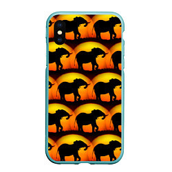 Чехол iPhone XS Max матовый Силуэт слона паттерн, цвет: 3D-мятный