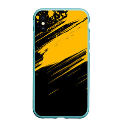 Чехол iPhone XS Max матовый Black and yellow grunge