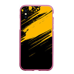 Чехол iPhone XS Max матовый Black and yellow grunge, цвет: 3D-малиновый
