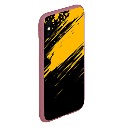 Чехол iPhone XS Max матовый Black and yellow grunge / 3D-Малиновый – фото 2