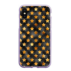 Чехол iPhone XS Max матовый Золотые звезды на черном