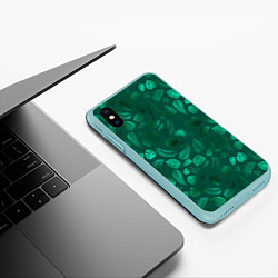 Чехол iPhone XS Max матовый Яркие зеленые листья, цвет: 3D-мятный — фото 2