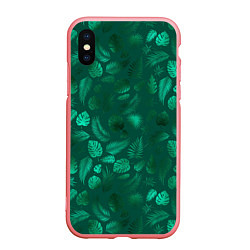 Чехол iPhone XS Max матовый Яркие зеленые листья
