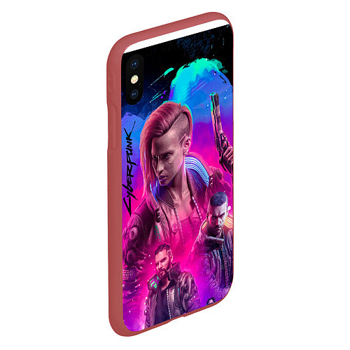 Чехол iPhone XS Max матовый Vi Ви Cyberpunk 2077 / 3D-Красный – фото 2