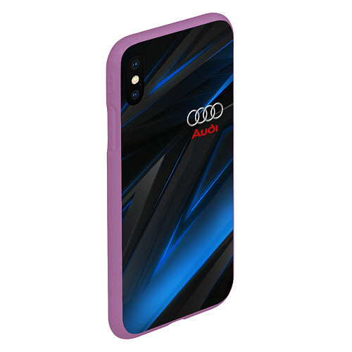 Чехол iPhone XS Max матовый AUDI NEON STRIPES GEOMETRY LINE / 3D-Фиолетовый – фото 2