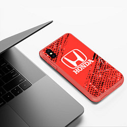 Чехол iPhone XS Max матовый HONDA хонда sport, цвет: 3D-красный — фото 2