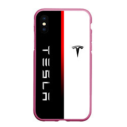 Чехол iPhone XS Max матовый ТЕСЛА -TESLA КРАСНАЯ ЛИНИЯ МИНИМАЛИЗМ