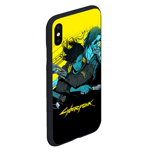 Чехол iPhone XS Max матовый Ви и Джонни Cyberpunk 2077 Vi johnny / 3D-Черный – фото 2