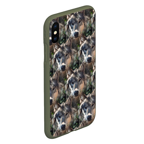 Чехол iPhone XS Max матовый Волки клипарт wolfs / 3D-Темно-зеленый – фото 2