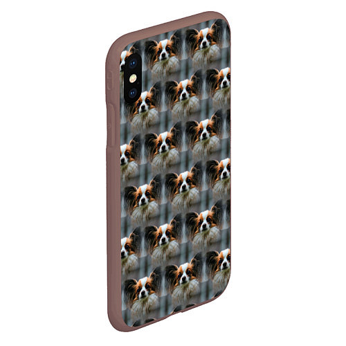 Чехол iPhone XS Max матовый Маленькая собачка паттерн / 3D-Коричневый – фото 2