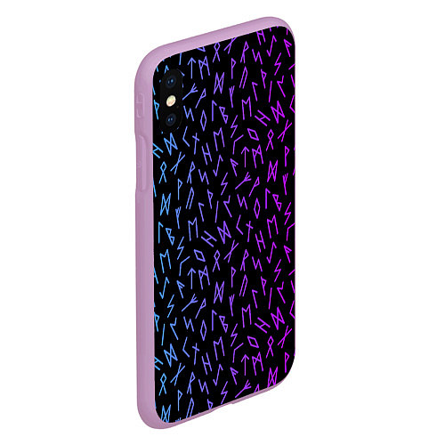 Чехол iPhone XS Max матовый Рунический алфавит Neon pattern / 3D-Сиреневый – фото 2