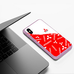 Чехол iPhone XS Max матовый Mitsubishi Паттерн, цвет: 3D-сиреневый — фото 2